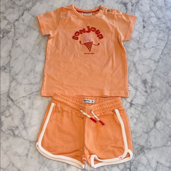 Babyface Orange Bonjour T-Shirt and Shorts Set 12/18M - Picture 1 of 6